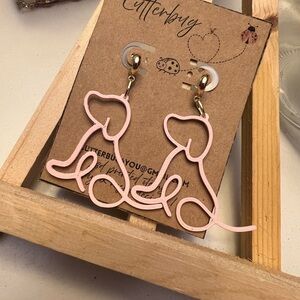 Cute puppy dog doggie Silhouette dangle earrings!!